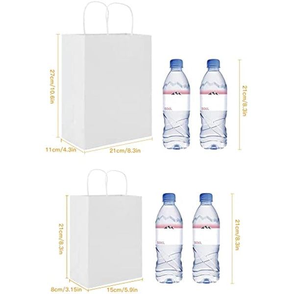 HAUSPROFI 30pcs Kraft Paper Bags for Gifts, Food & Sweets, Strong Carrier Bags with Twisted Handles for Kid Parties, Weddings, Thicken 130gsm