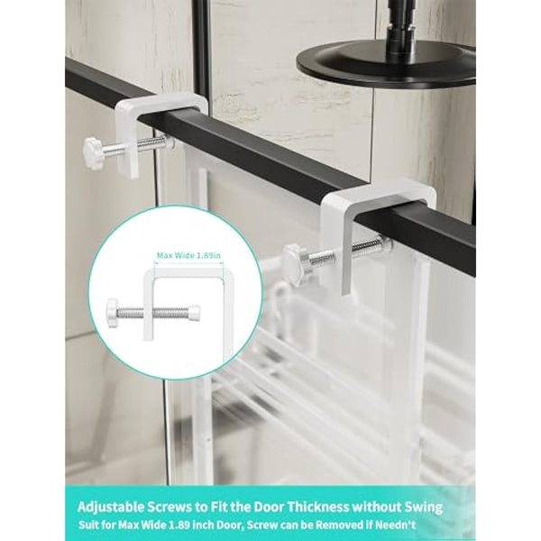 HapiRm Over The Door Shower Caddy - with 2 Soap Holders, 4 Tier Adjustable Hanging Shower Caddy Bathroom Shelf with 22 Hooks, Rustproof Easy Installation Shower Organizer Hanging for Bathroom
