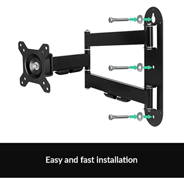 ARCTIC W1C - Wall Mount with Retractable Folding Arm, Wall Space-Saving Attachment, up to 43"; 49" Ultrawide, up to 18 kg (39.6 lbs), Cable Managment, Simple Installation - Black