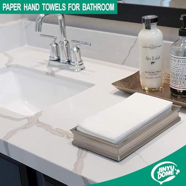 JINYUDOME Disposable Bathroom Guest Towels, Linen Feel Napkins, Cloth Like Hand Towels, Party Napkin, Soft and Durable, Ideal for Party Activities, Wedding and Daily Home Use, Pack of 200, White