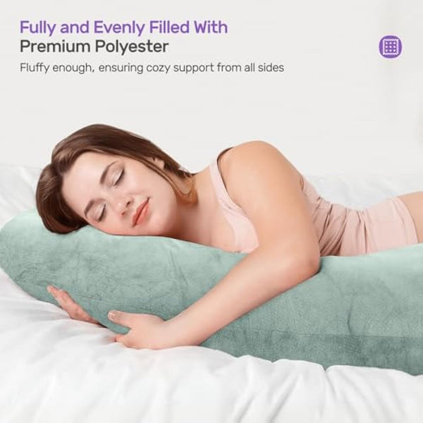 Nuliie Pregnancy Pillow for Sleeping, U Shaped Full Body Pillow Pregnancy Pillows, Maternity Pillow Support for Back, Hips, Legs for Pregnant Women, With Washable Velvet Cover (Green)