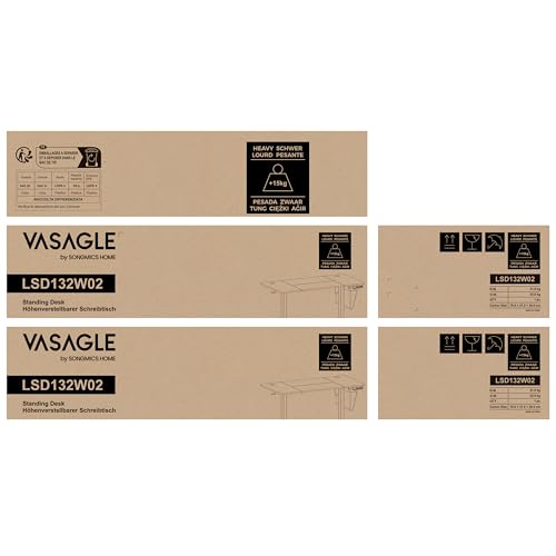 VASAGLE Electric Standing Desk, Height Adjustable Desk, 60 x 140 x (72-120) cm, 4 Memory Heights, Storage Pocket, for Home Office, Study, Rustic Brown and Ink Black LSD134K02