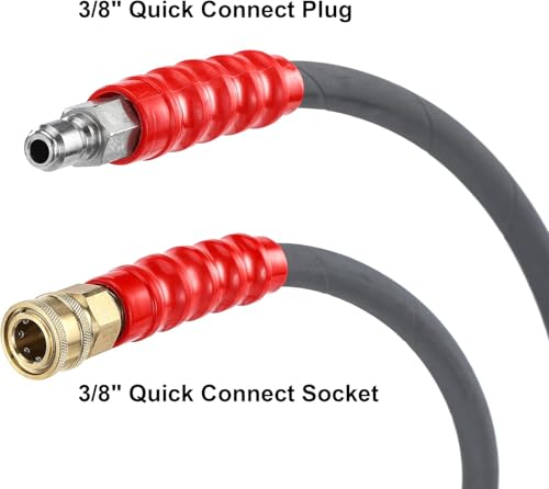 M MINGLE Pressure Washer Jumper Hose, 10 FT Whip Hose for Power Washer, Hose Reel Connector Hose for Pressure Washing with 3/8 Inch Quick Connect