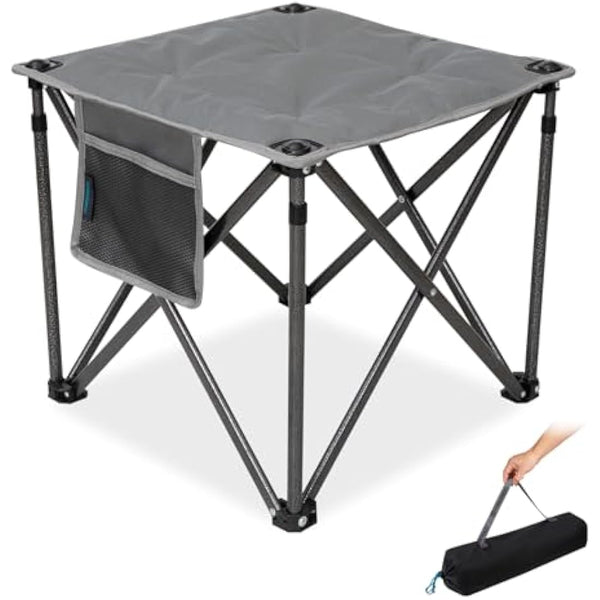 FUNDANGO Oversized Camping Stool with cushion, 18.1 Inch footstool 400 Lbs Heavy Duty Padded Collapsible folding stool Portable Foldable seat for Outdoor Garden Fishing Hiking with Carry Bag (Grey)