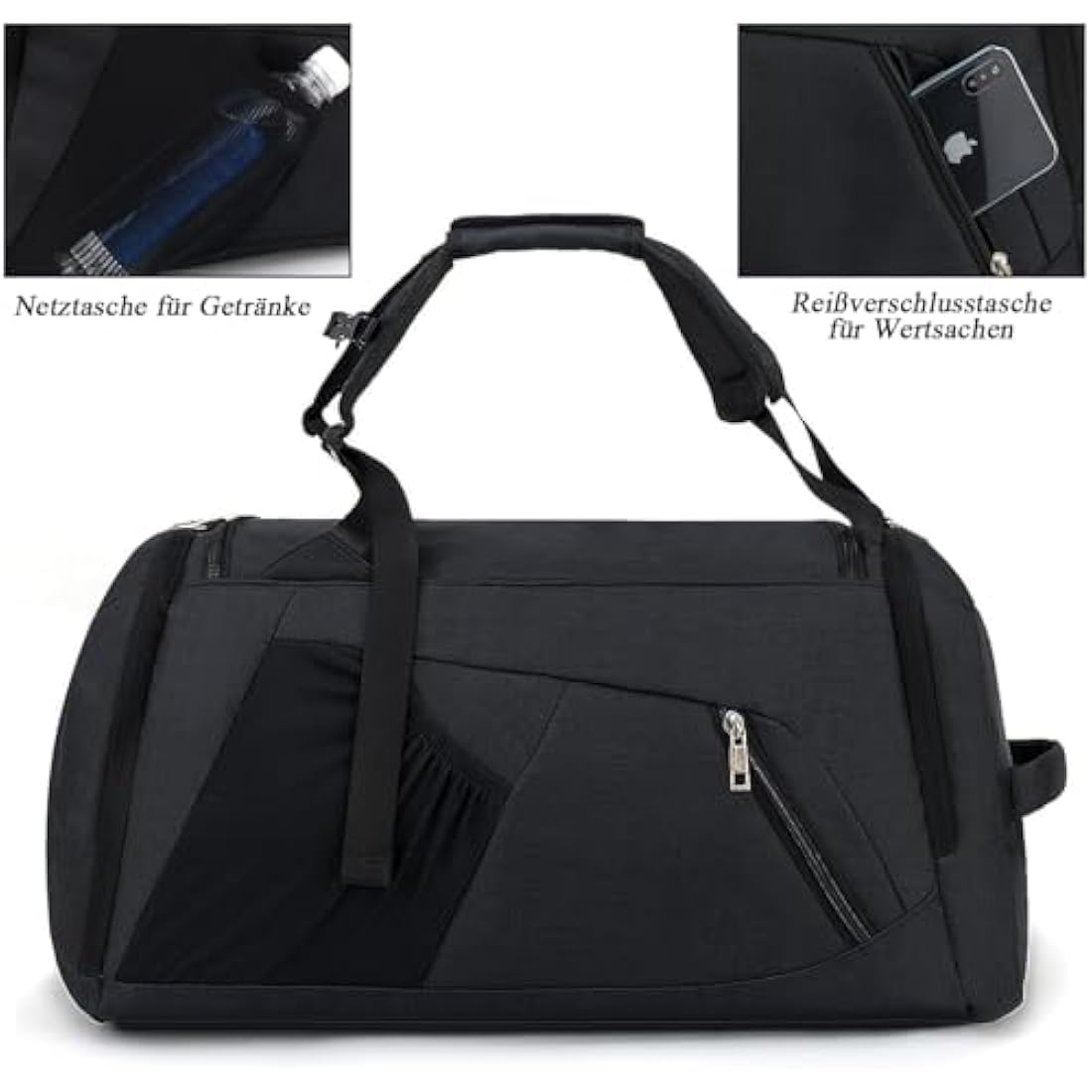 Sports Duffle Bag with Shoes Compartment and Wet Pocket, 42L Waterproof Gym Bag for Men and Women, Durable Travel Duffel Bag with Shoulder Strap and Combination Lock