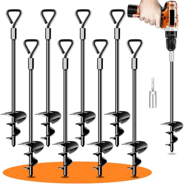 Ground Anchors Tent Pegs Trampoline Anchors Heavy Duty Screw in, Tent Pegs High Winds Heavy Duty for Camping Tent, Canopies, Carports, Sheds, Swing Sets,14in Ground Anchors