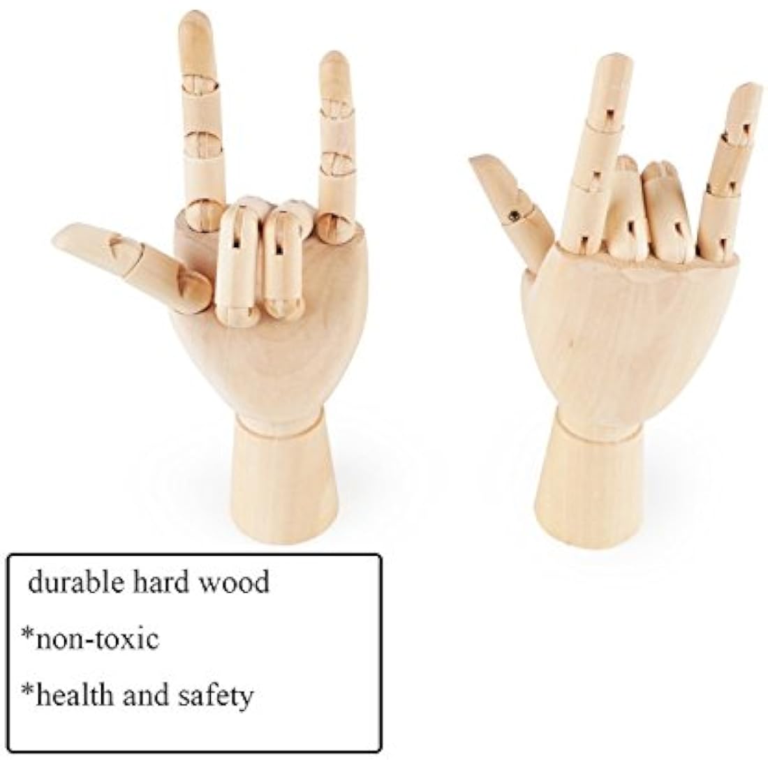Art Wooden Hand, Artist Jointed Articulated Mannequin Wood Hand,Sectioned Opposable Figure Sculpture Manikin Hand Model with Flexible Fingers,for Drawing,Sketching(7" Left+Right Hand)