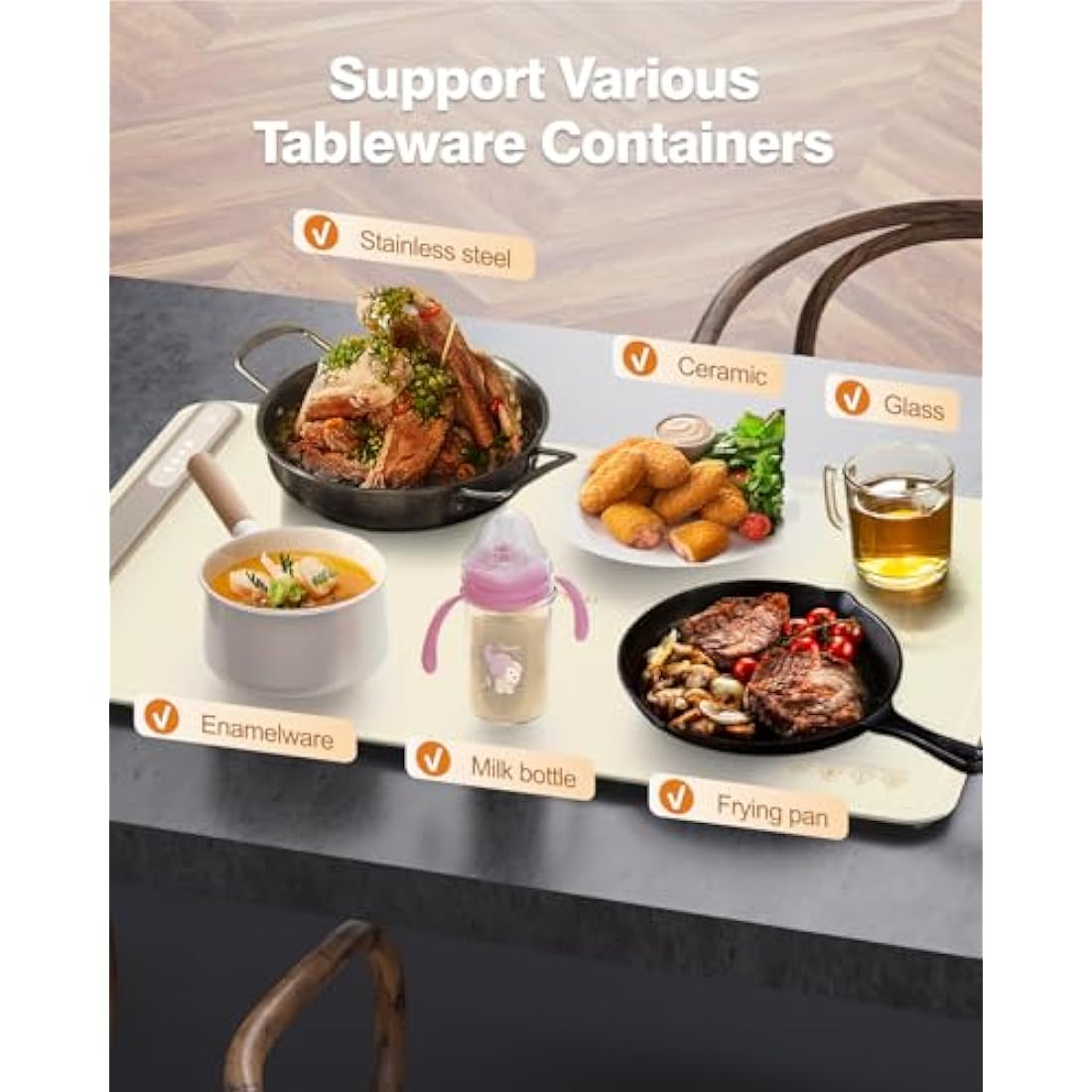 iTRUSOU Electric Warming Tray - Full Surface Heating Rollable PortableSilicone Heating Mat for Food, Temperature Adjustable,Auto Shut-Off - Versatile Food Warmer for Gatherings,Parties,Everyday Use