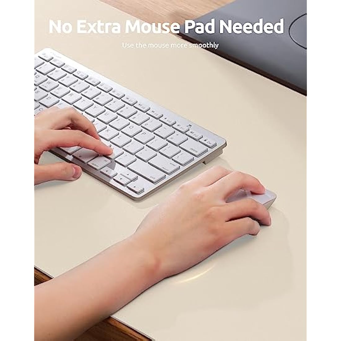 YSAGi Leather Desk Mat, Large Mouse Mat, Non-Slip Desk Pad, Waterproof PU Leather Table Protector Writing Pad for Office and Home (90 x 43 cm, Beige)