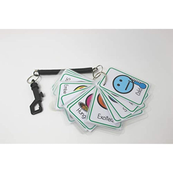 Feelings and Emotions Flash Card Pack - Special Needs Autism Cue Card & Bungee Set for carers schools senco