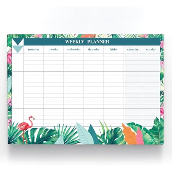 Joeji's Kitchen Weekly Planner Pad Tear Off Sheets 60 Pages A4 Organiser 100 GSM Offset Paper Punched Hole for Hanging Plan Your Weekly Timetable (Aqua)