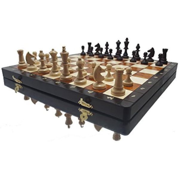 Master of Chess Magnetic Wooden Chess Set with Pieces 35 cm / 14 in - Handcrafted Small Portable Chess Board Game for Adults and Kids