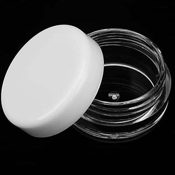 PINGEUI 100 Pcs 5ml /5g Cosmetic Pots, Empty Round Cosmetic Containers with Lids, Mini Sample Containers Pots Travel Pots for Creams, Nail Polish, Lip Balm, Glitter, Art Crafts