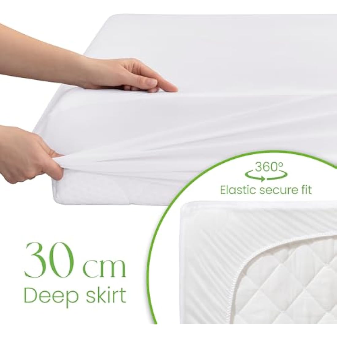 EU King Size Mattress Protector Waterproof 160x200cm – Soft 100% Bamboo Fitted Cover – Hypoallergenic, Naturally Cooling – Bamboo Mattress Protector