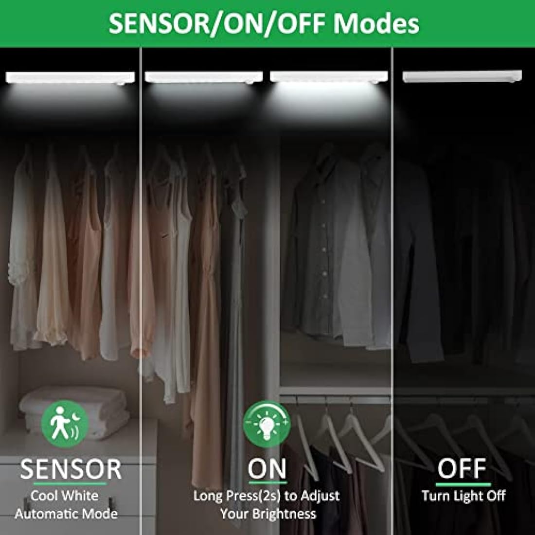 Indoor Motion Detector Light, Kitchen Sensor Cabinet Lighting, USB Rechargeable Night Light, Dimmable Cupboard Light, Children's Night Light for Stairs, Hallway