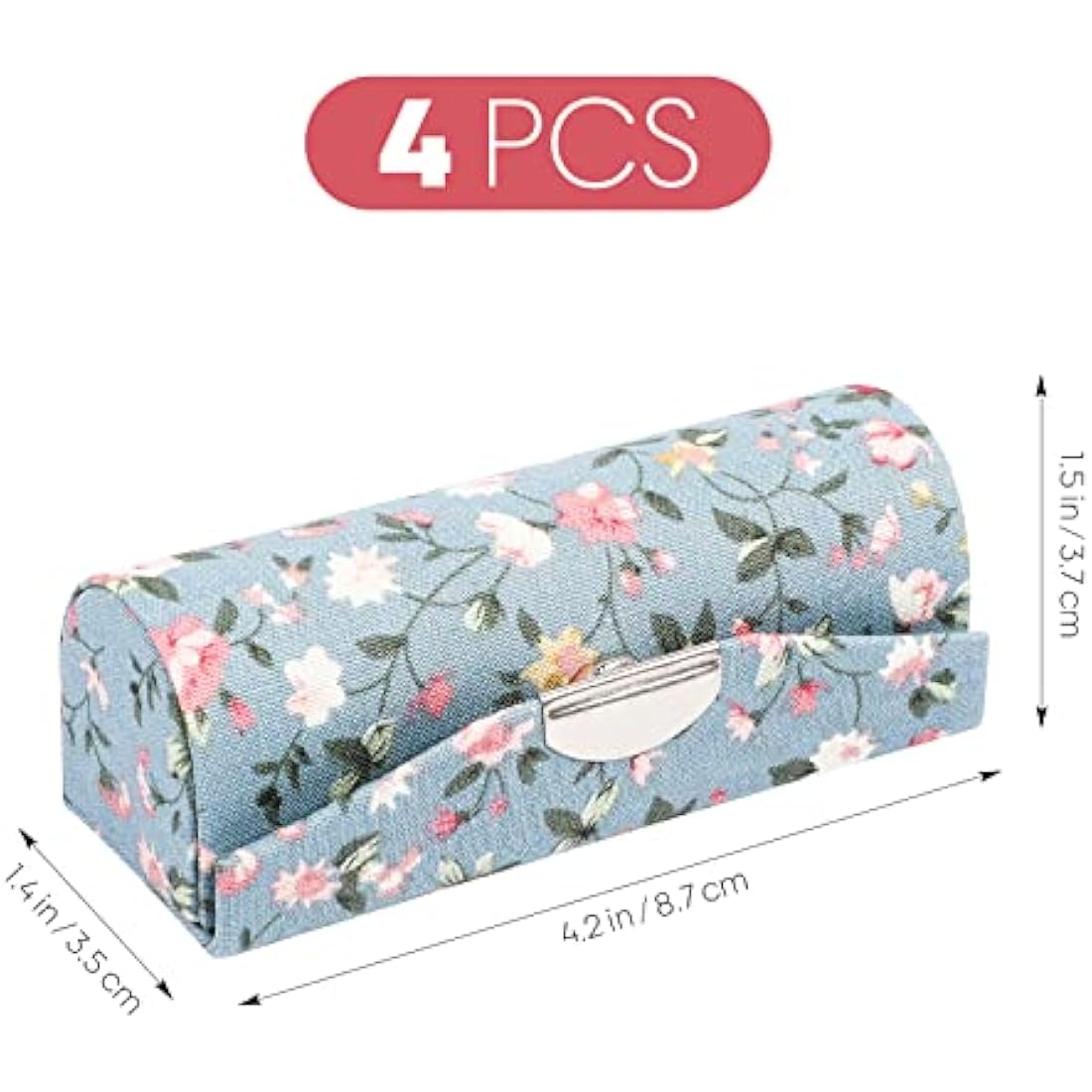 minkissy 4PCS Flower Pattern Lipstick Case Portable Lipstick Case with Mirror Vintage Holders (Black/White/Blue/Pink)