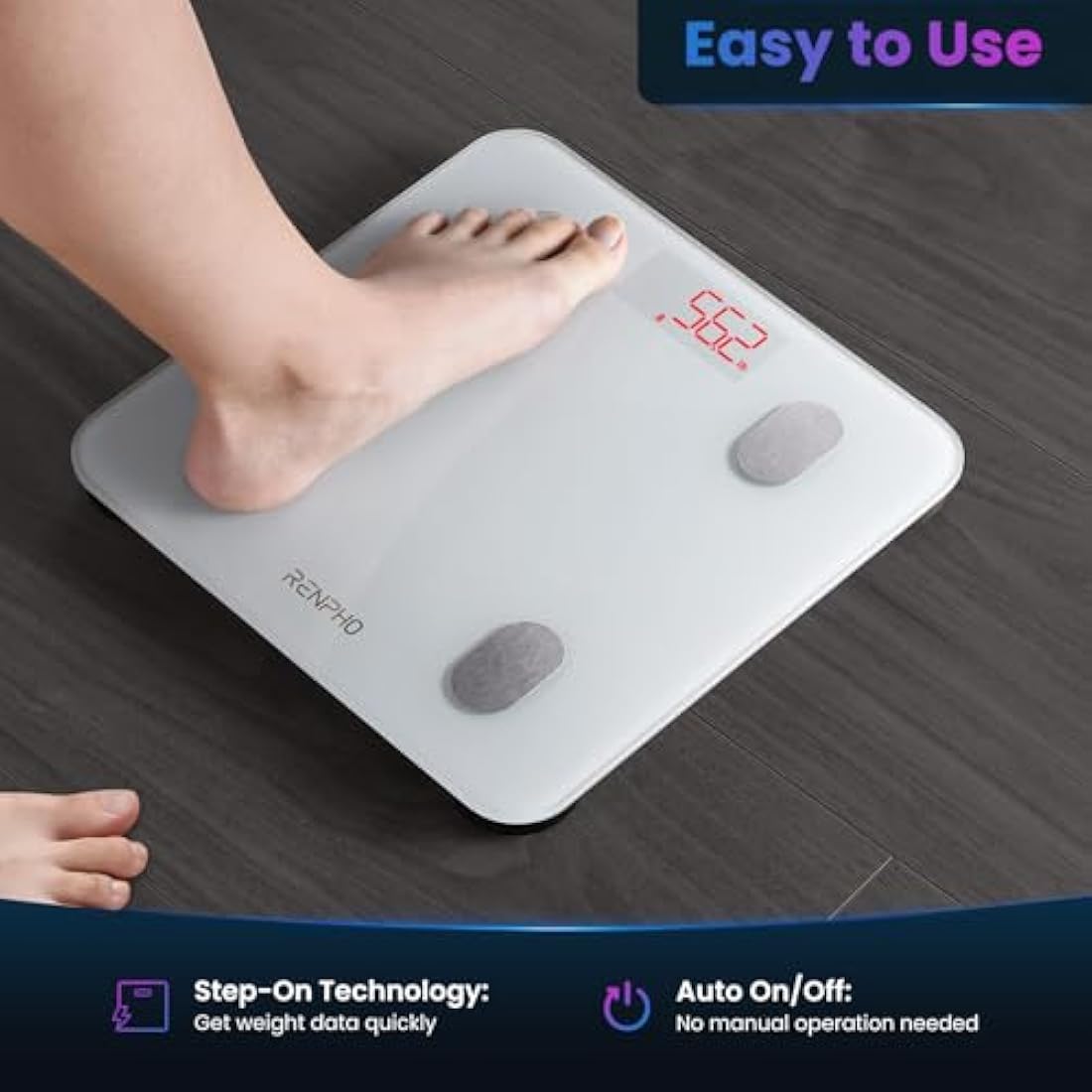 RENPHO Weighing Scales for Body Weight, Smart Bathroom Scales with High Precision Sensors, Weight Scale with App 13 Body Composition Analyzer Track Monitor for BMI, Muscle Mass, Elis 1