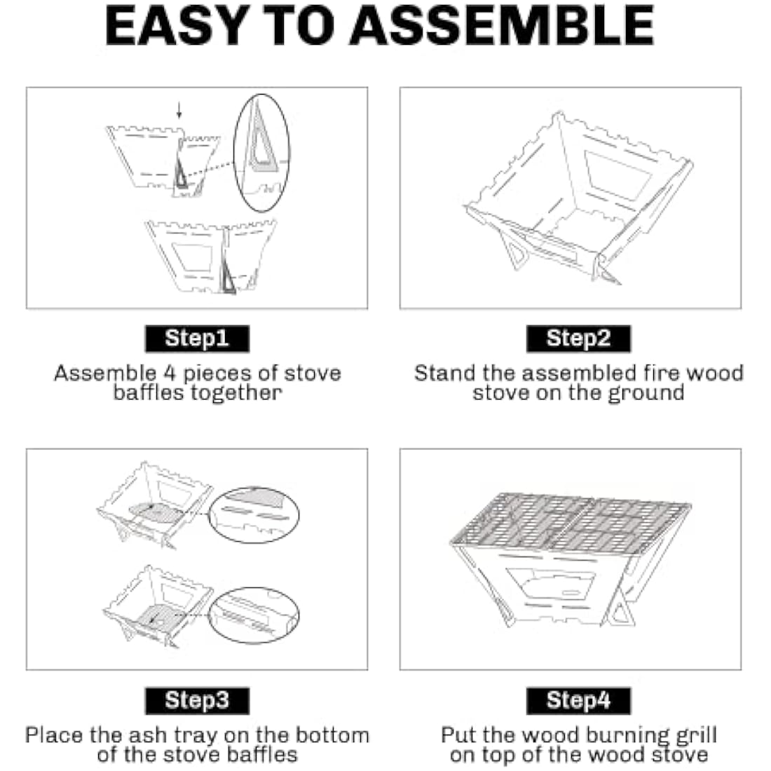 Fire-Maple Maverick Camping Wooden Burning Stove | Stainless Steel Square Firepit with Grill | Folding Fire Pit for Bonfire Backyard Patio Deck Camp Picnic (Square)