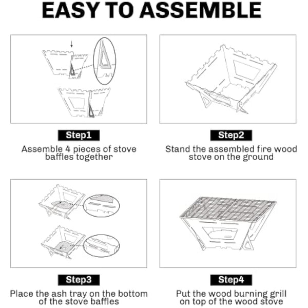 Fire-Maple Maverick Camping Wooden Burning Stove | Stainless Steel Square Firepit with Grill | Folding Fire Pit for Bonfire Backyard Patio Deck Camp Picnic (Square)