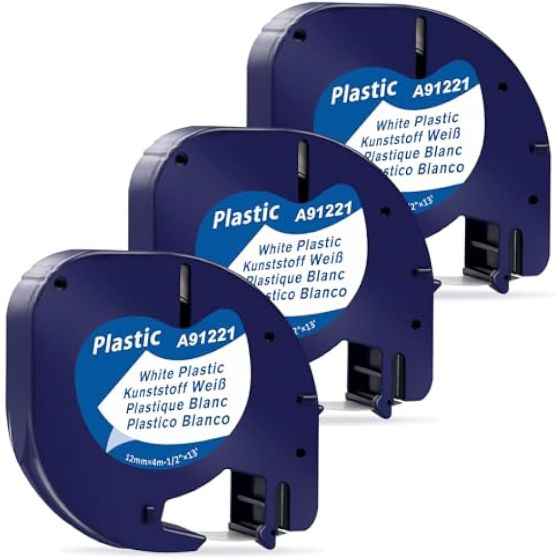 MarkField Compatible for Dymo Letratag 12mm x 4m Labels Plastic White Tape Refills, Compatible for Dymo Letratag LT-100H LT-100T QX50 XR XM 200B Plus, Black on White, 91201 S0721610