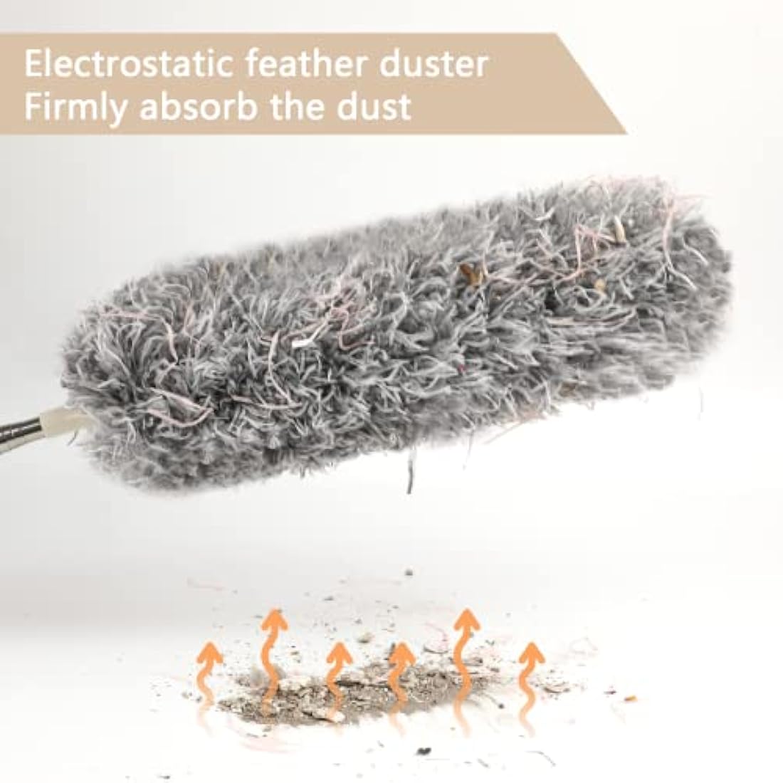 ENJSD Extendable Feather Duster,Microfiber Duster with Extra Long 100in Stainless Steel Telescopic Dusters with Scratch Resistant Cover,Perfect for Cleaning Cobweb,Ceiling Fan,Cars etc.(Grey)