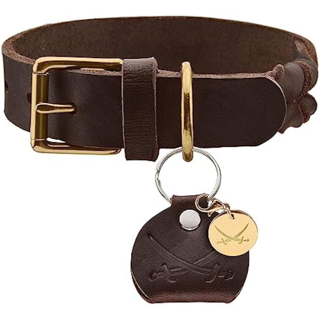 HUNTER Sansibar Solid Dog Collar Leather Heavy Duty Grippy Braided 55 (M) Dark Brown