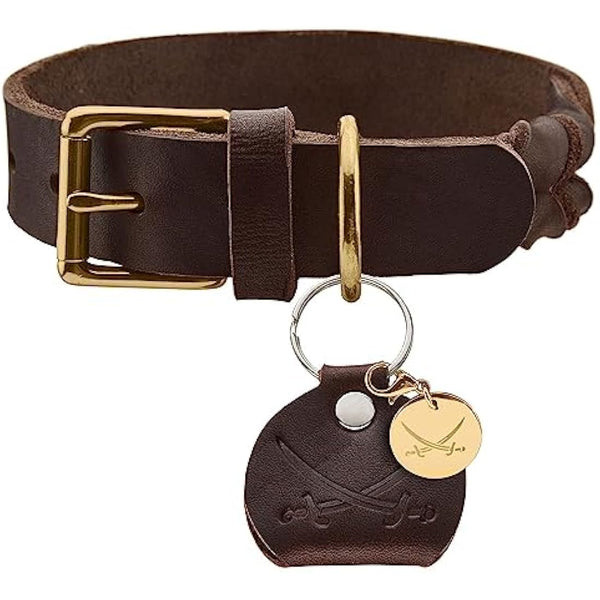 HUNTER Sansibar Solid Dog Collar Leather Heavy Duty Grippy Braided 55 (M) Dark Brown