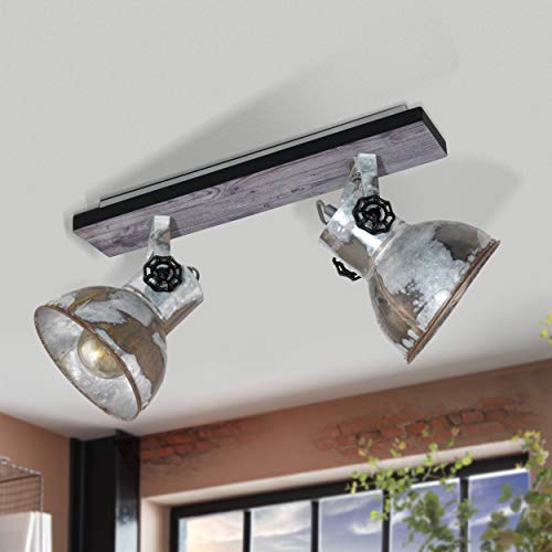 Eglo Romagnese LED Pendant Spotlight, 5-Bulbs Ceiling Light Made of Steel and Glass Coloured in Nickel Matt, Amber and White, Dinning Table and Living