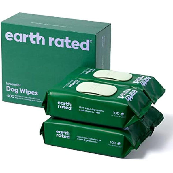 Earth Rated Dog Wipes, Hypoallergenic, Cleaning and Hydrating, for Grooming Paws, Body and Bums, Lavender Scented, 400 Count