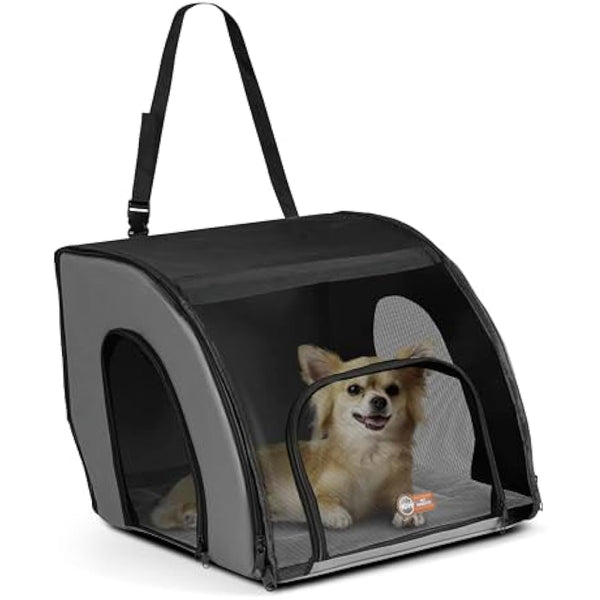 K&H Pet Products Travel Safety Carrier for Pets, Dog Crate for Car Travel, Soft-Sided Carrier for Cats and Small Dogs, Portable Car Seat Kennel, Gray/Black Small 17 X 16 X 15 Inches