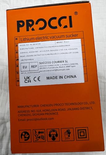 Procci Electric Battery Suction Cup – Cordless Vacuum Lifter for Tiles, Glass, Marble – Dual Motors, 300 KG Suction, LCD Display, 4500mAh Battery, 12h Runtime – for Smooth & Lightly Textured Surfaces