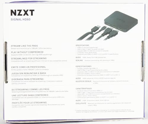 NZXT Signal HD60 Full HD USB Capture Card - ST-EESC1-WW - HD60 (1080p) - Live Streaming and Gaming - Zero-Lag Passthrough - Open Compatibility