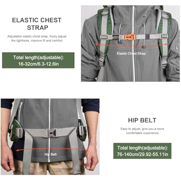 MOUNTAINTOP 70L Hiking Backpack water-resistant Internal Frame Backpacks Large Trekking Mountaineering Rucksack with Rain Cover for Men Women Cover Outdoor