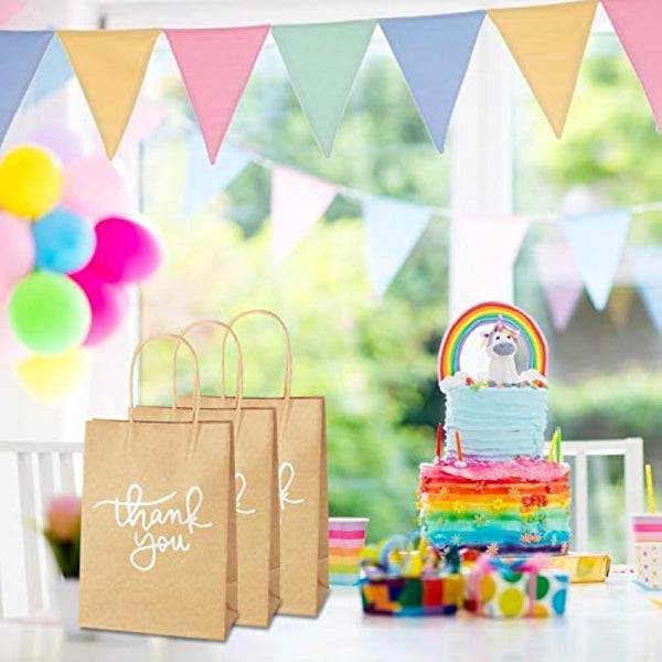 24 Pack Paper Party Bags,Kraft Paper Party Bags with Handles for Birthday,Business,Boutique,Wedding and Party Celebrations(Silver)