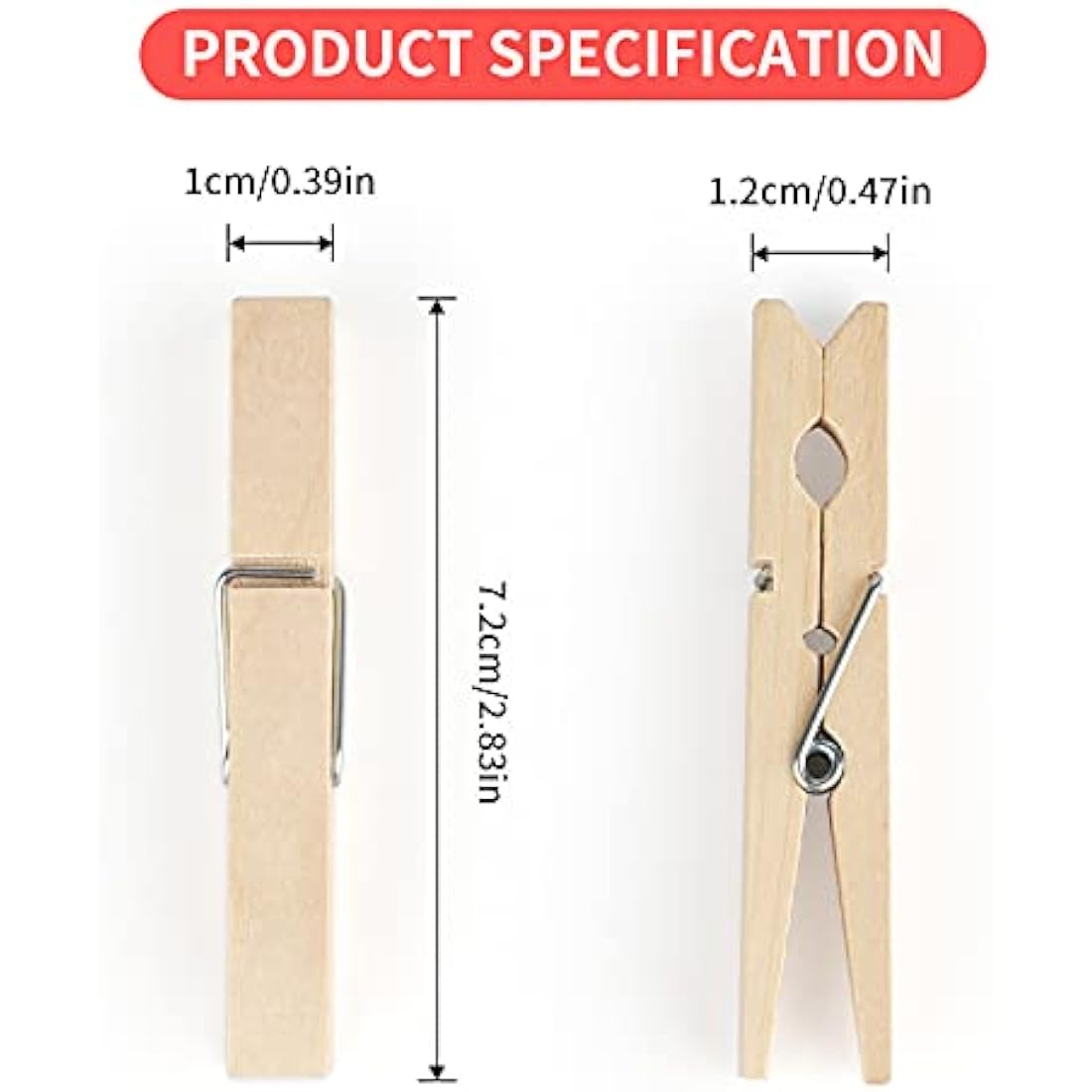 jijAcraft 100PCS Wooden Pegs 7.2CM: Clothes Pegs for Washing Line, Wooden Washing Peg for Arts and DIY Crafts, Strong Laundry Peg for Hanging Photo, Socks, Baby Clothes, Outdoor Indoor