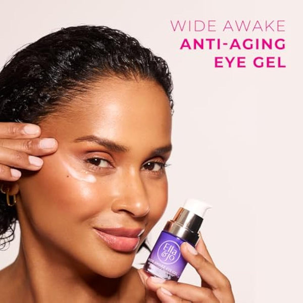 Ella & Jo Wide Awake Eye Gel - Reduces Fine Lines, Wrinkles & Puffiness, Brightens Dark Circles, Anti-Aging with Hyaluronic Acid, Peptides & Caffeine - 20ml