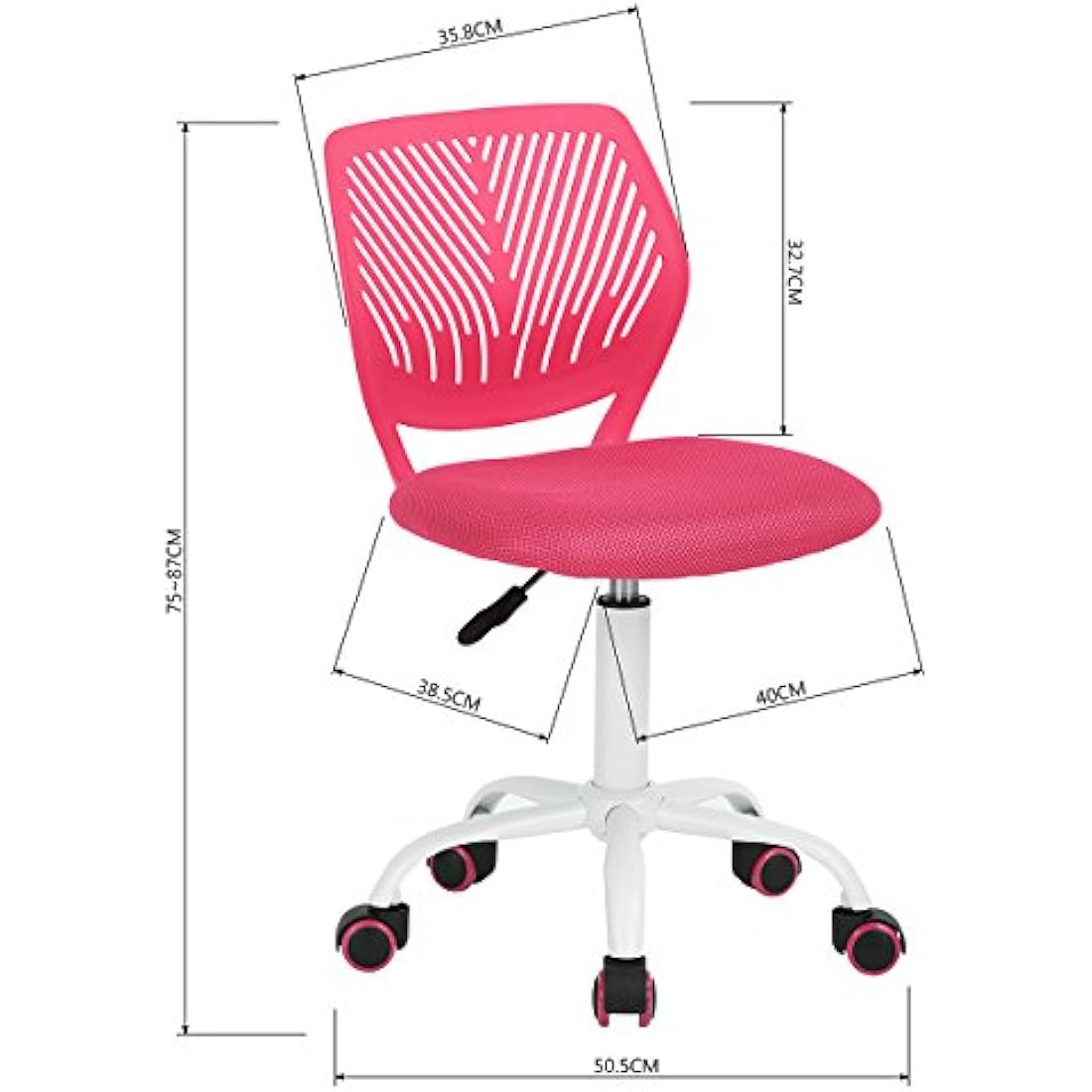 Homy Casa Desk Chair Adjustable Swivel Office Chair Fabric Seat Ergonomic Task Chair without Armrest, Pink