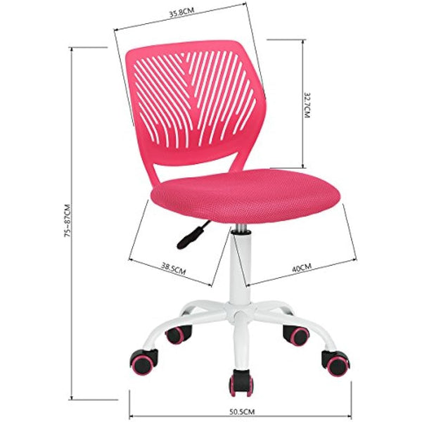 Homy Casa Desk Chair Adjustable Swivel Office Chair Fabric Seat Ergonomic Task Chair without Armrest, Pink