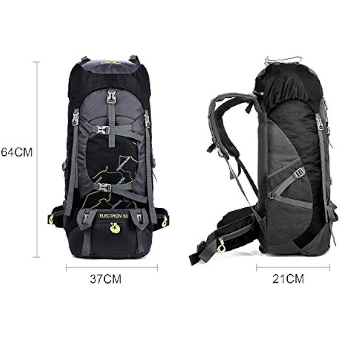 Freiesoldaten Camping Backpack 60L Large Rucksack Waterproof Breathable Mountaineering Hiking Backpack for Men Women