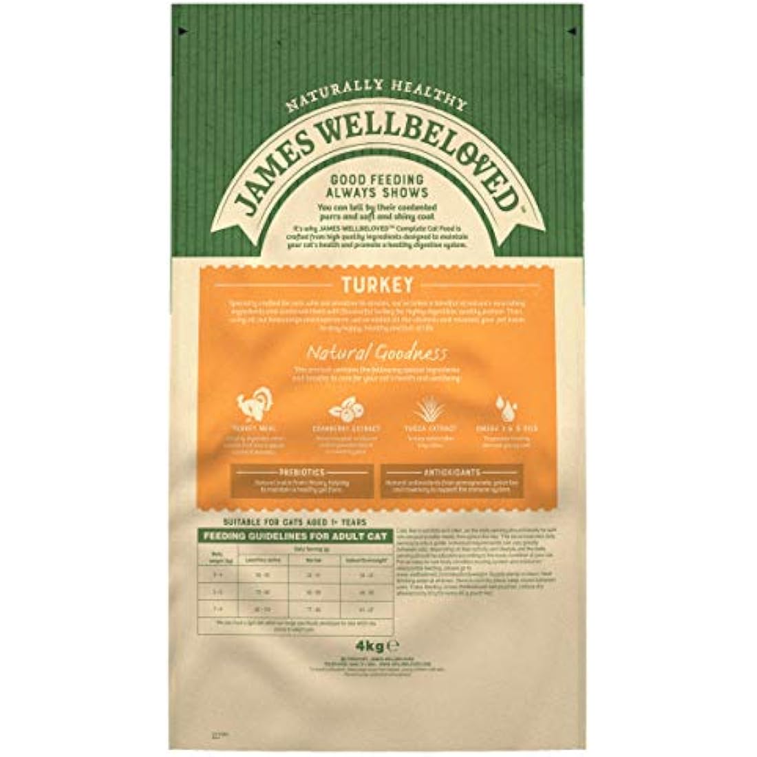 James Wellbeloved Adult Grain-Free Turkey 4 kg Bag, Hypoallergenic Dry Cat Food