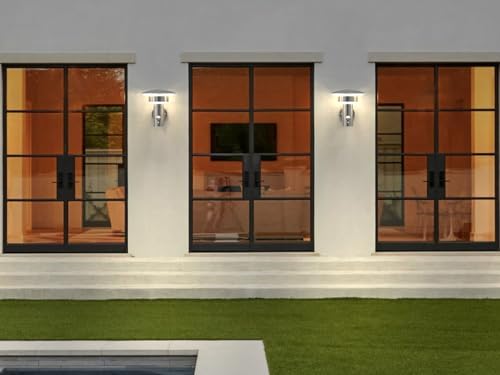 NBHANYUAN Lighting® Outdoor LED Wall Light with Motion Sensor 4 Modes Outside Lights SUS316 Stainless Steel Mains Powered PIR Weatherproof 3000K Warm White Light for Front Door, Porch 1000LM IP44