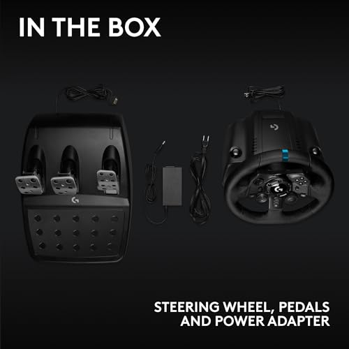 Logitech G G923 Racing Wheel and Pedals, TRUEFORCE up to 1000 Hz Force Feedback, Responsive Driving Design, Dual Clutch Launch Control, Genuine Leather Wheel Cover, for PS5, PS4, PC, Mac - Black