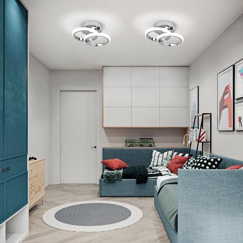 EIDISUNY LED Ceiling Light Modern 24cm Silver Round Simple Ceiling Lig ht Fixture LED for Corridor Kitchen Stairs Hallway Study Room Bedroom Living Roo m - Chrome 22W Cool White Light 6000K
