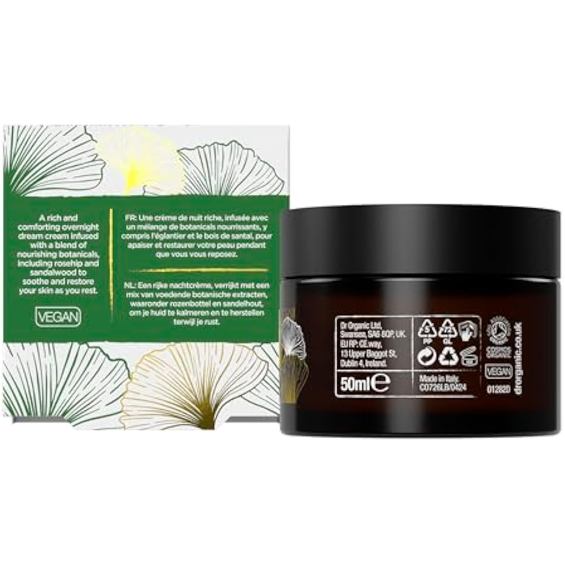 Dr Organic Evoke Tranquility Moisture Renewal Night Cream, Rich Moisturiser for Soft, Smooth Skin, with Rosehip & Sandalwood, Certified Organic, 50ml