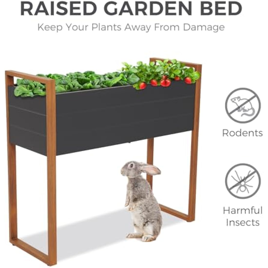 Grand patio Raised Planter for Garden, Raised Bed with Metall, Weather-Resistant, Easy to Assemble, Raised Planter Bed with Drainage Holes for Vegetables, Flowers, Fruits (100×38×91cm)