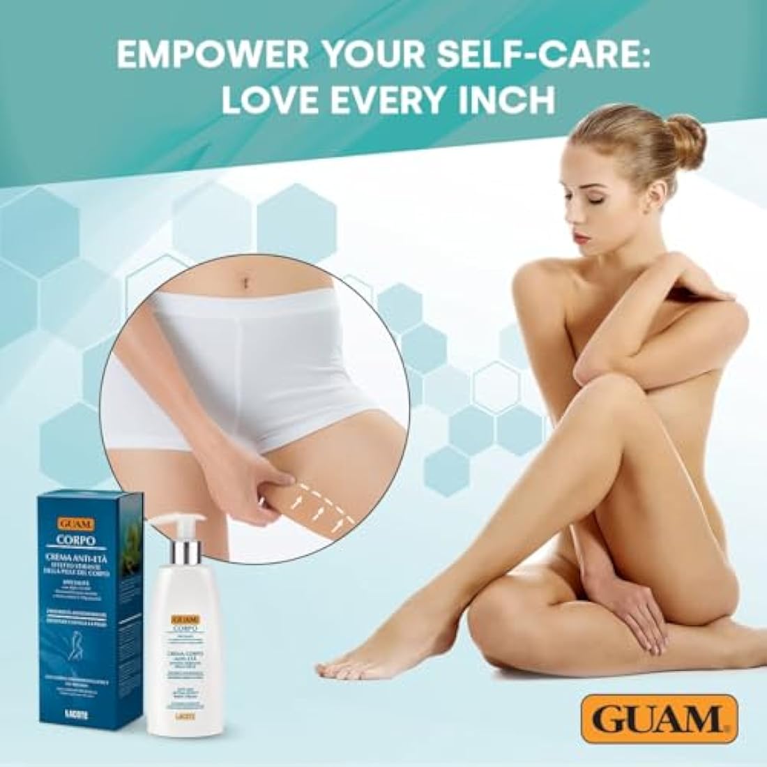 GUAM Anti Cellulite Cream for Women with Green Algae & Jojoba Oil – 200ml Upper Arm & Inner Thigh Skin Firming Cream – Body Tightening Cellulite Remover Treatment – Anti-Inflammatory & Antibacterial