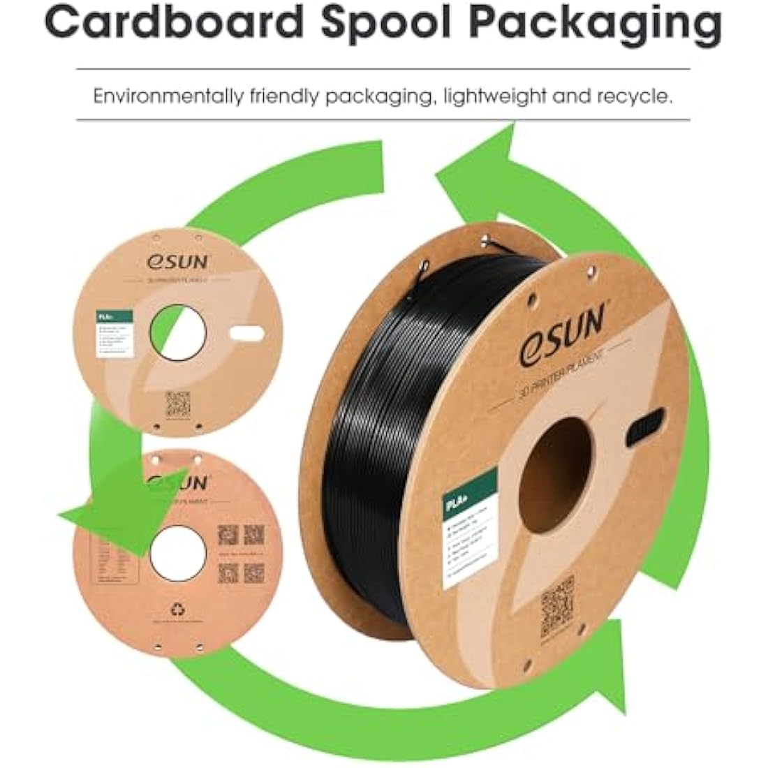 eSUN PLA+ Filament 1.75mm, Enhanced Toughness, Dimensional Accuracy +/- 0.03mm, 1KG Spool (2.2 LBS) 3D Printing Filament for 3D Printers, Polylactic Acid, Black