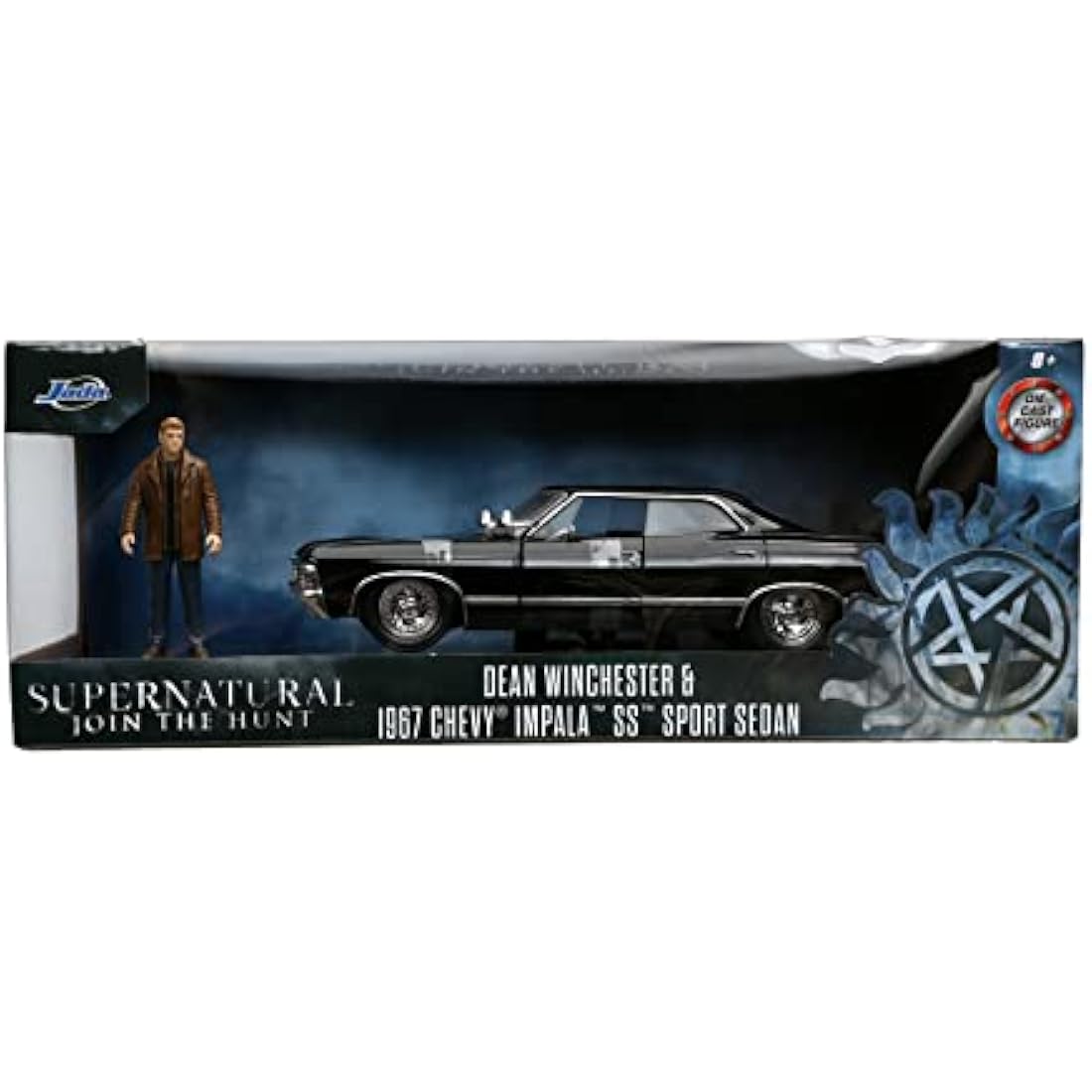 Jada 32250 Supernatural 1967 Impala SS Sport Sedan With Dean Winchester Figure 1:24 Scale Diecast Model Car