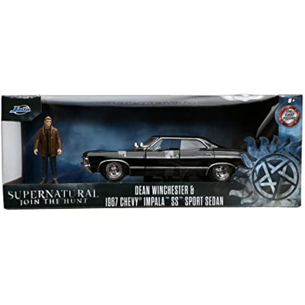Jada 32250 Supernatural 1967 Impala SS Sport Sedan With Dean Winchester Figure 1:24 Scale Diecast Model Car