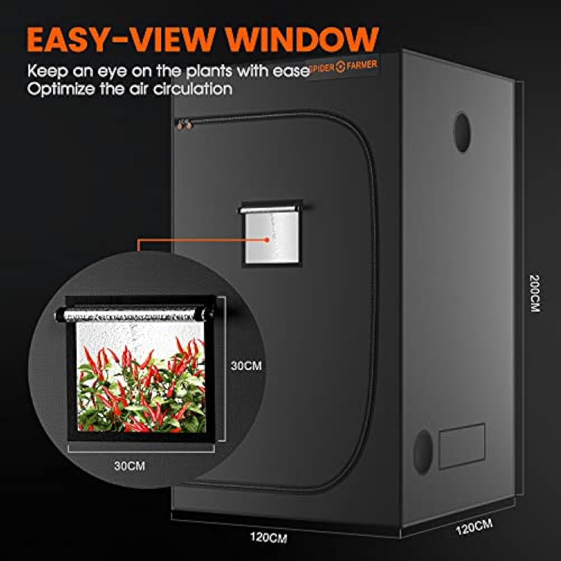 Spider Farmer Grow Tent 120x120x200CM (48"x48"x80"Inches,4'x4' FT) 1680D High Reflective Mylar Hydroponic Double Thicker Grow Tents with Observation Window and Floor Tray for Indoor Plant Growing